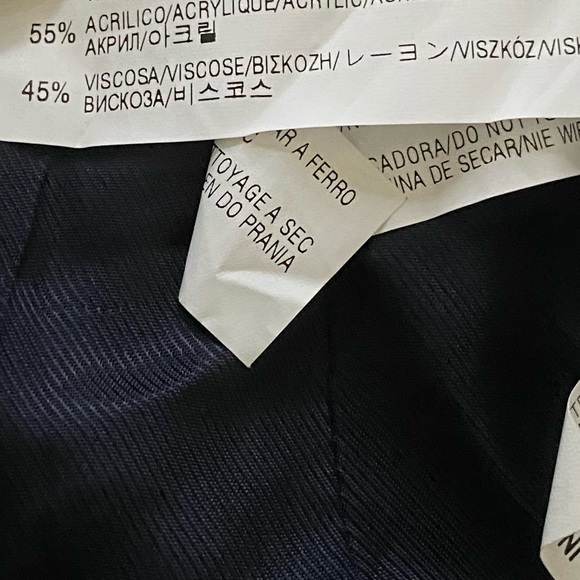 ZARA NAVY STRIPED WRAP WATERFALL DRAPED BLAZER JACKET COAT WITH ZIPPERS - Picture 9 of 9